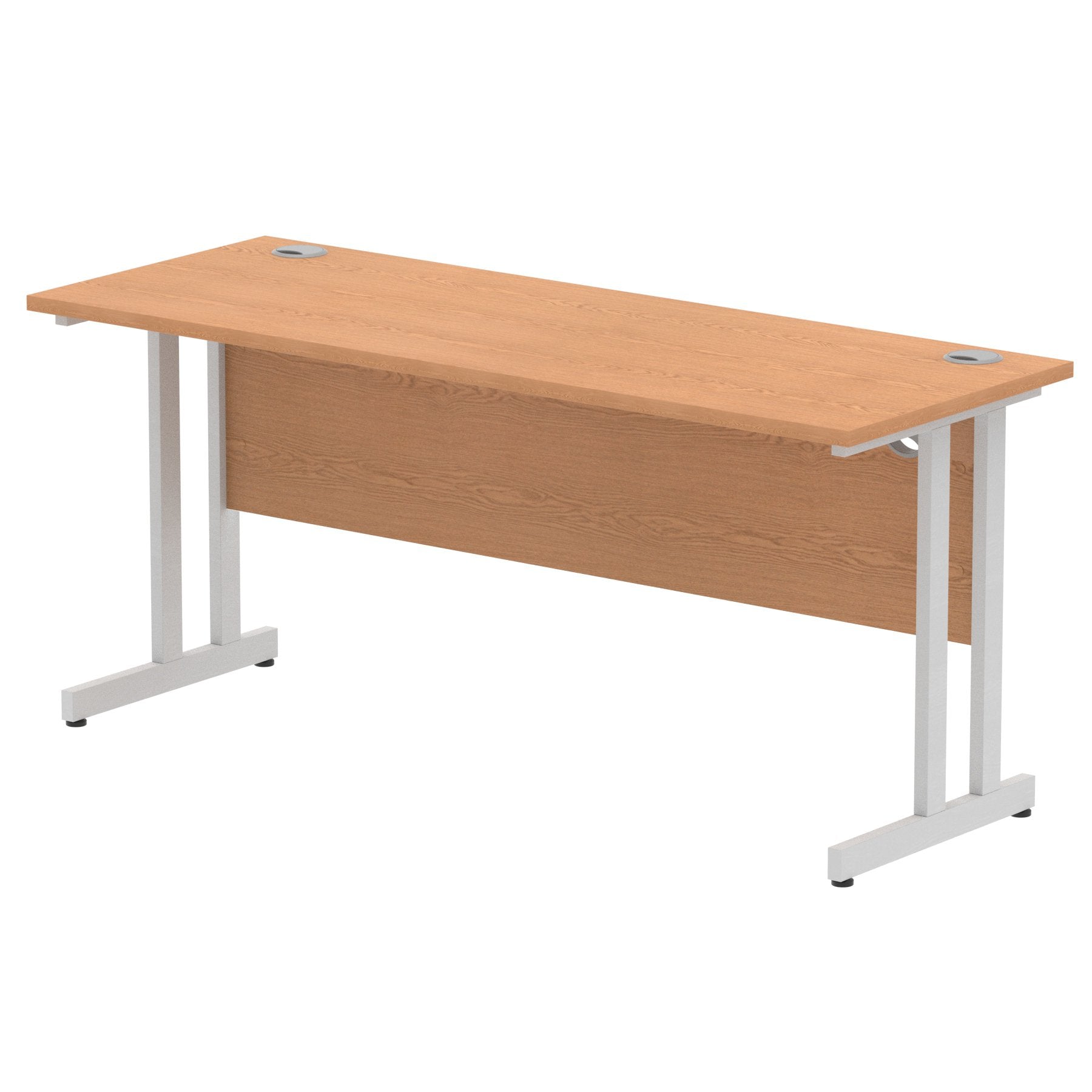 Impulse 1600 x 600mm Straight Desk Oak Top Silver Cantilever Leg MI002650 DD