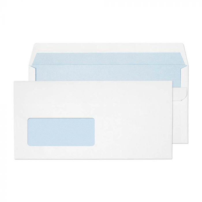 Blake Everyday Envelopes DL White Wallet Window Self Seal 90gsm 110x220mm (Pack 500) - 14884/500
