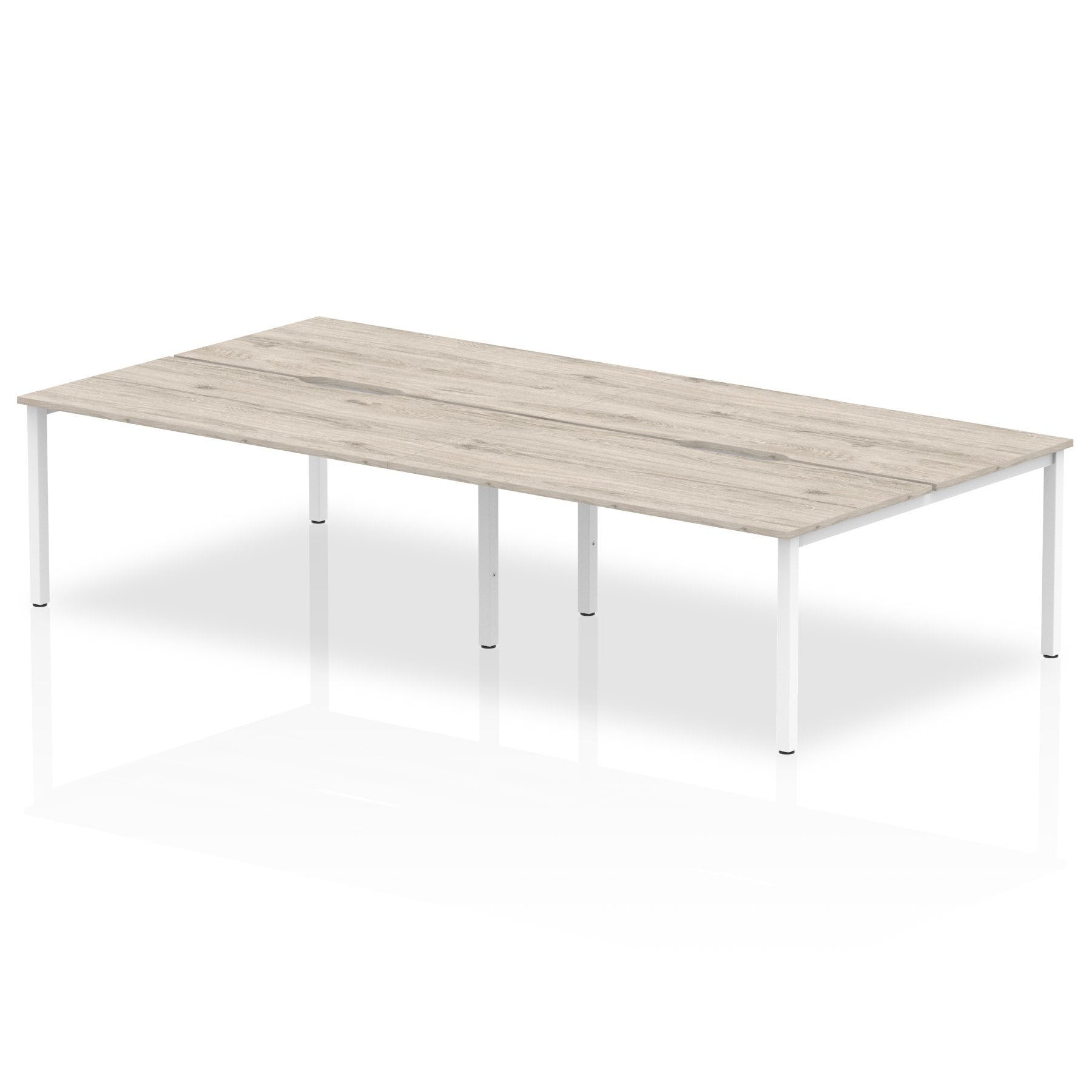 Dynamic Evolve Plus 1200mm B2B 4 Person Desk Grey Oak Top White Frame BE748 DD