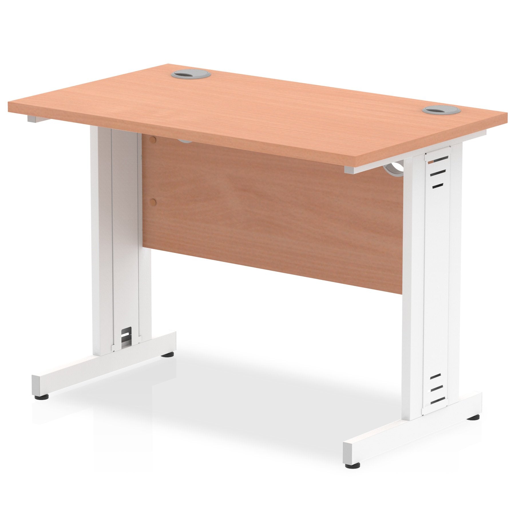 Impulse 1000 x 600mm Straight Desk Beech Top White Cable Managed Leg MI001763 DD