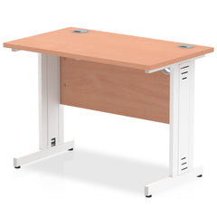 Impulse 1000 x 600mm Straight Desk Beech Top White Cable Managed Leg MI001763 DD