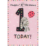 ICG Hun Bun 1st birthday card featuring a rabbit and balloon with foil and embossed finish for young girls' milestone.