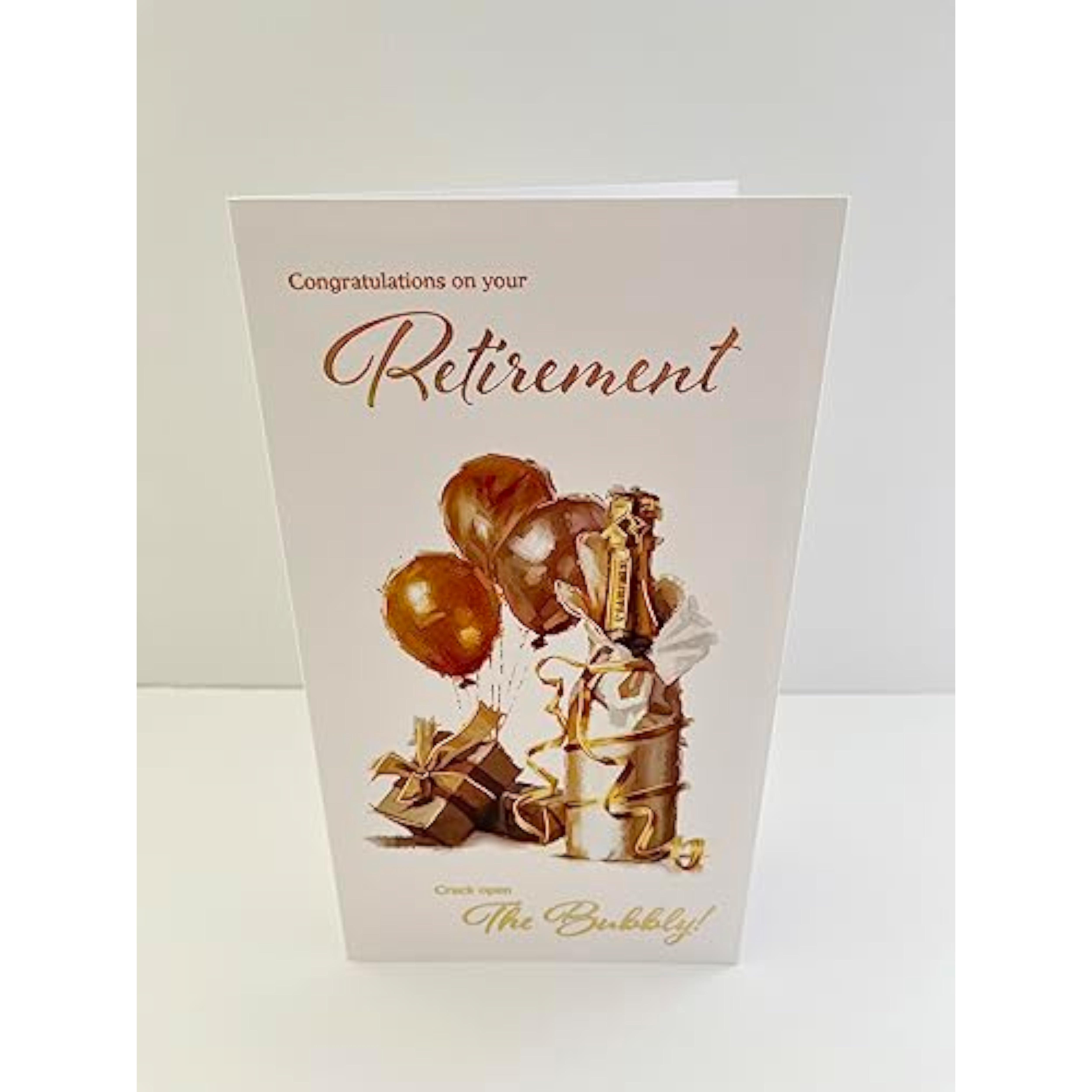 ICG retirement card with "Congratulations on Your Retirement" message and bubbly illustration for celebrating retirements.