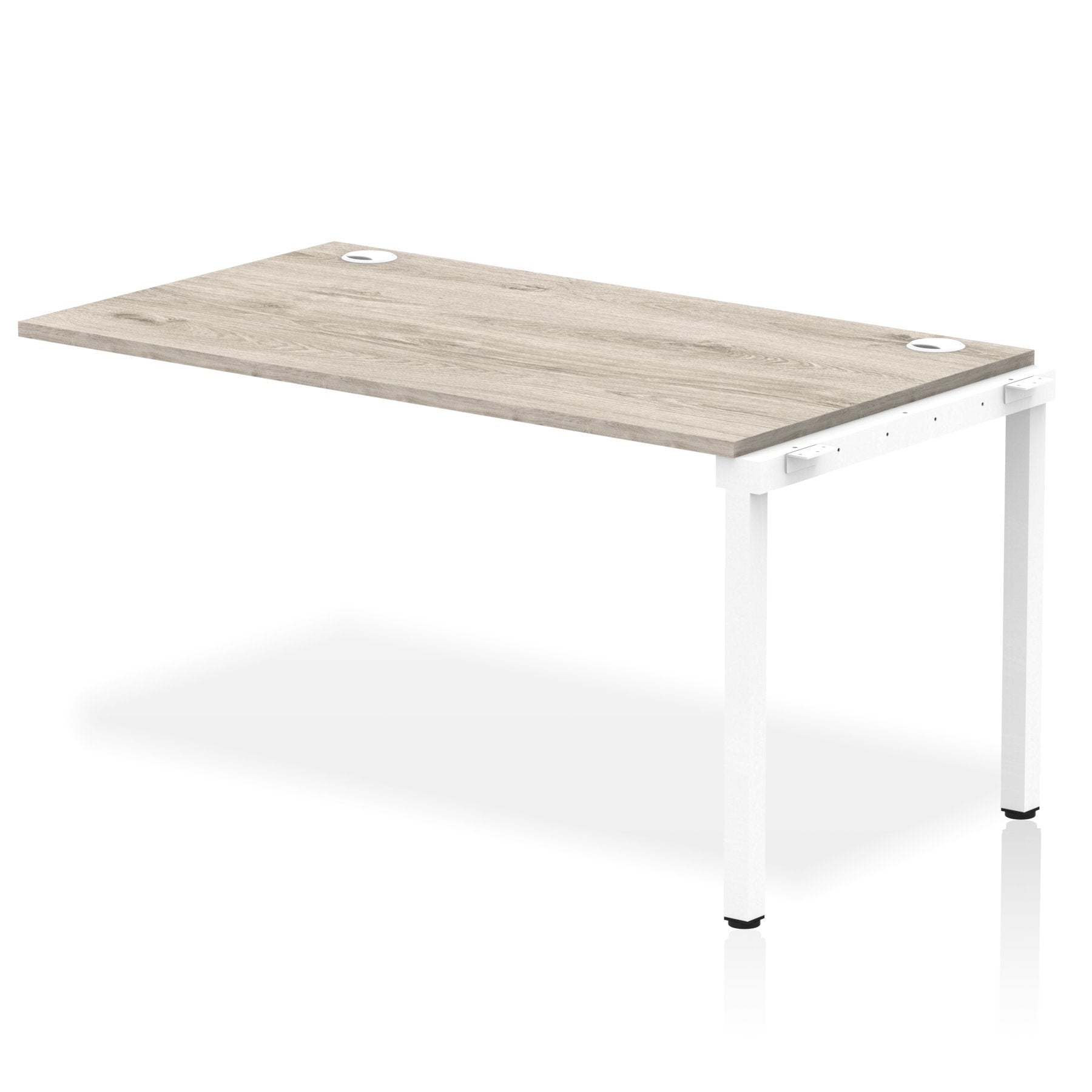 Impulse Single Row Bench Desk Extension Kit W1400 x D800 x H730mm Grey Oak Finish White Frame - IB00371 DD