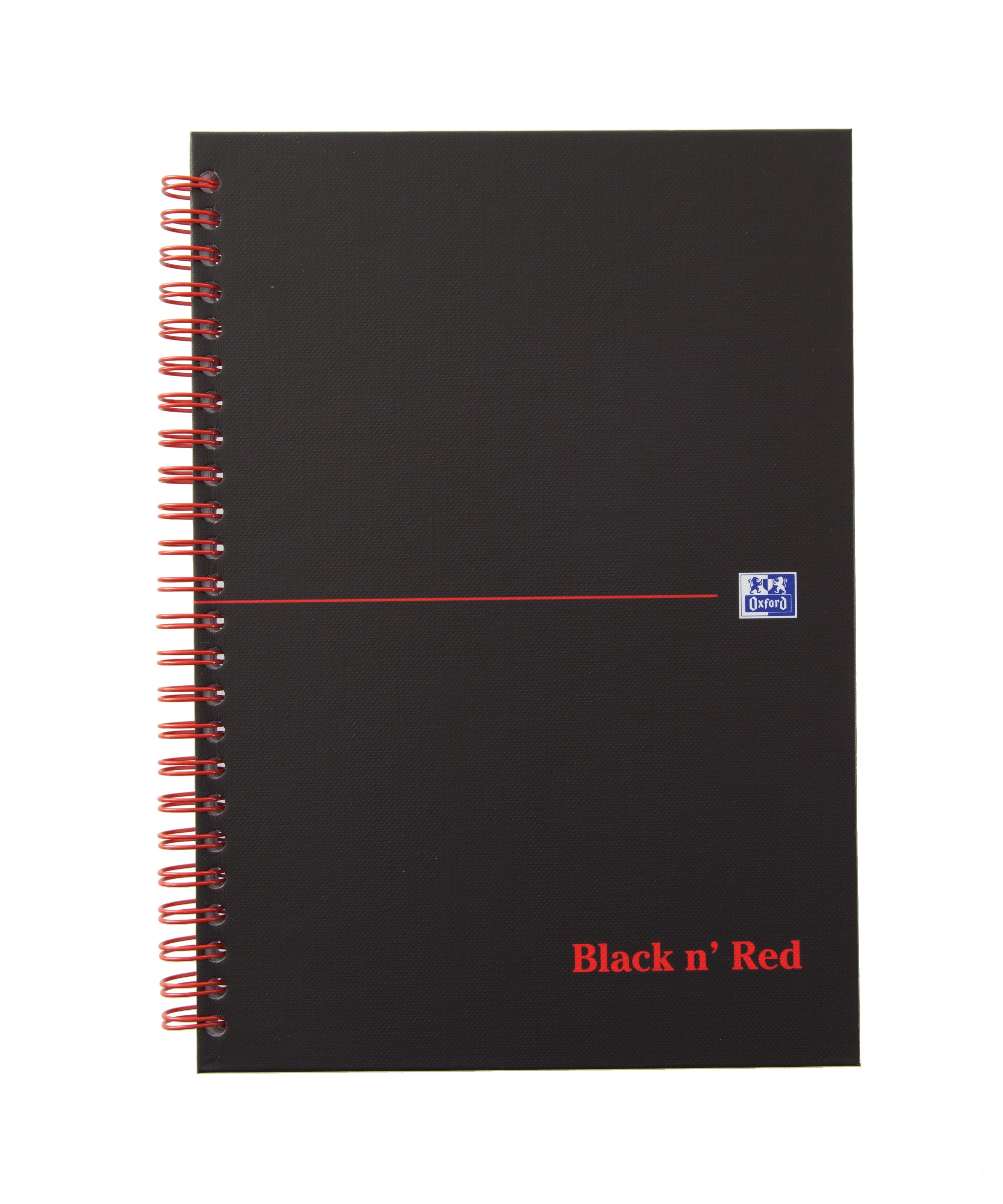 Black n Red A5 Wirebound Hard Cover Notebook Ruled 140 Pages Matt Black/Red (Pack 5) - 100080154