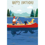 Man and Dogs in a Canoe Birthday Card