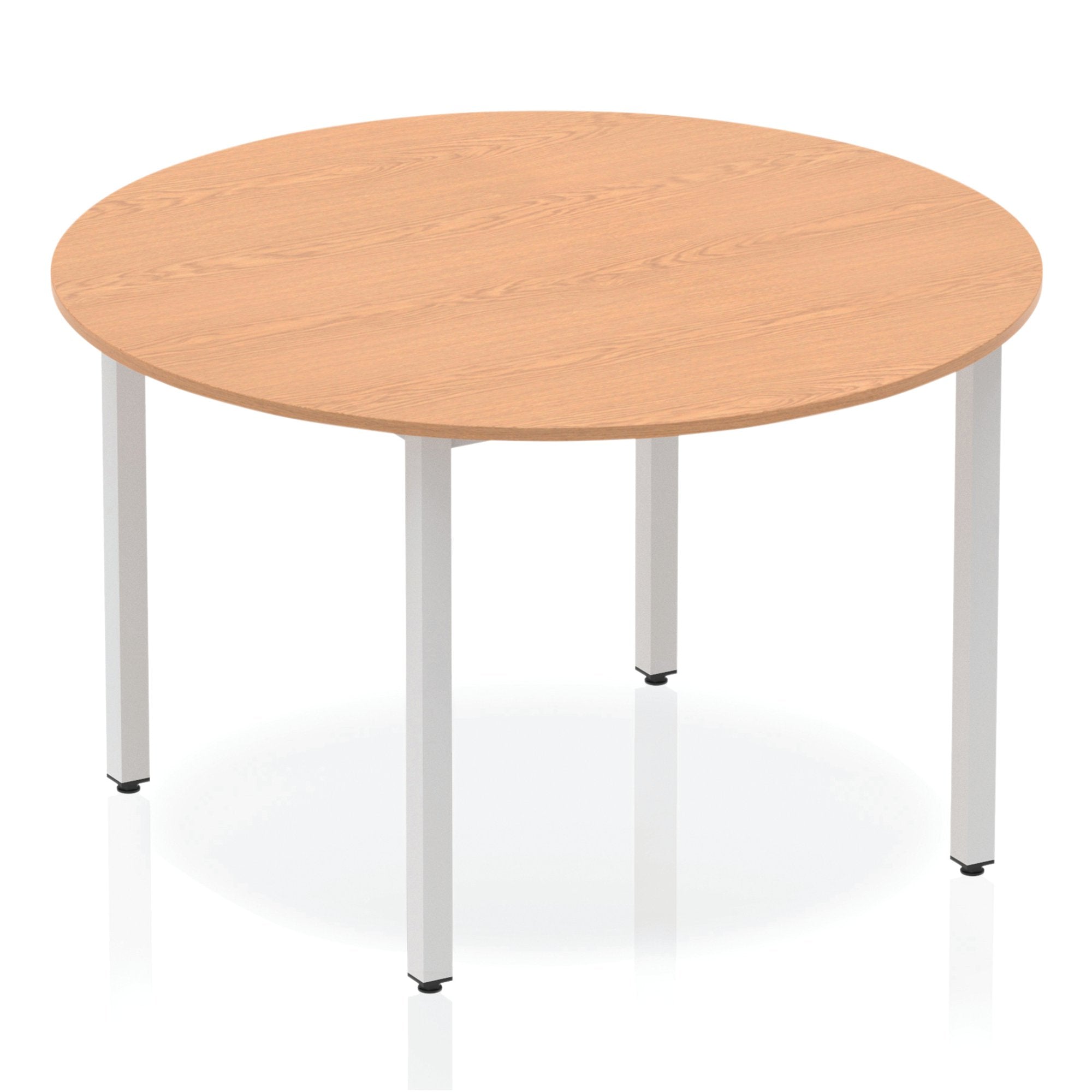 Impulse 1200mm Circle Table Oak Top Silver Box Frame Leg BF00198 DD