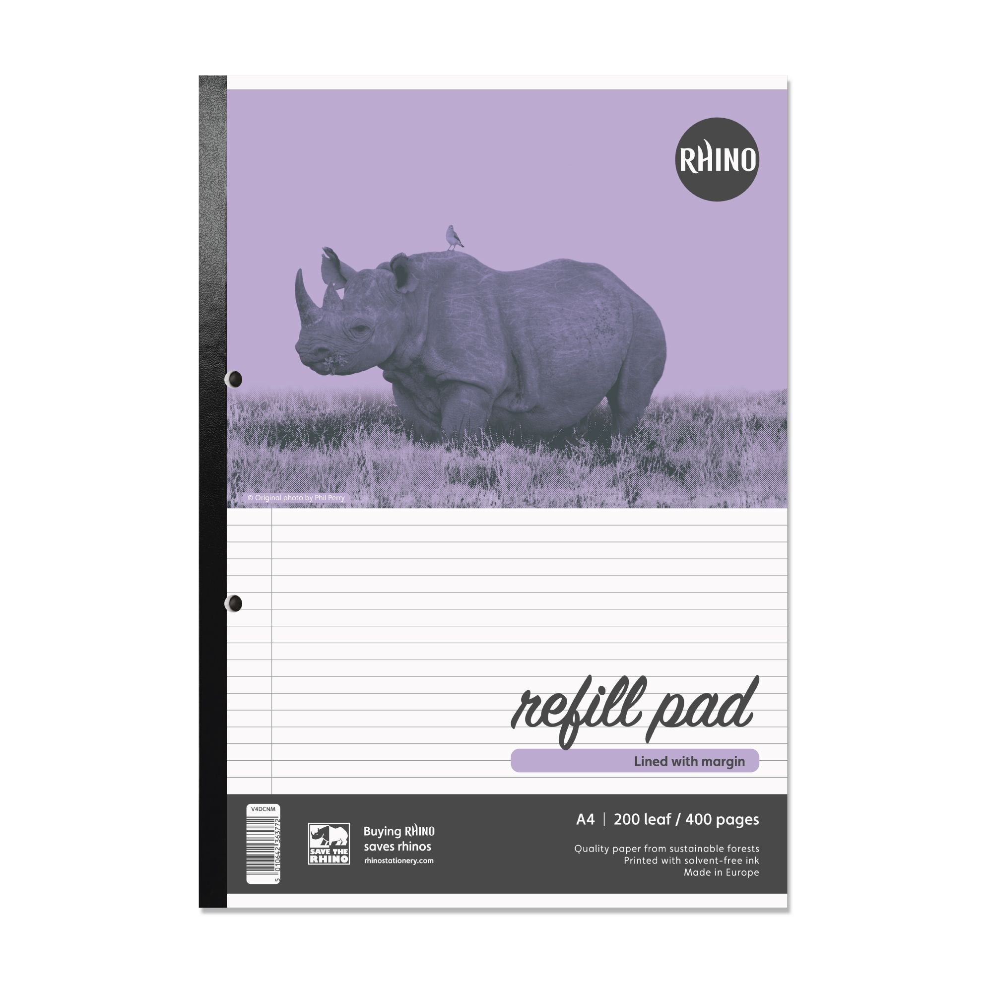 Rhino A4 Refill Pad 400 Page Feint Ruled 6mm With Margin (Pack 5) - V4DCNM-6 DD