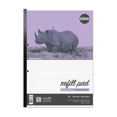 Rhino A4 Refill Pad 400 Page Feint Ruled 6mm With Margin (Pack 5) - V4DCNM-6 DD