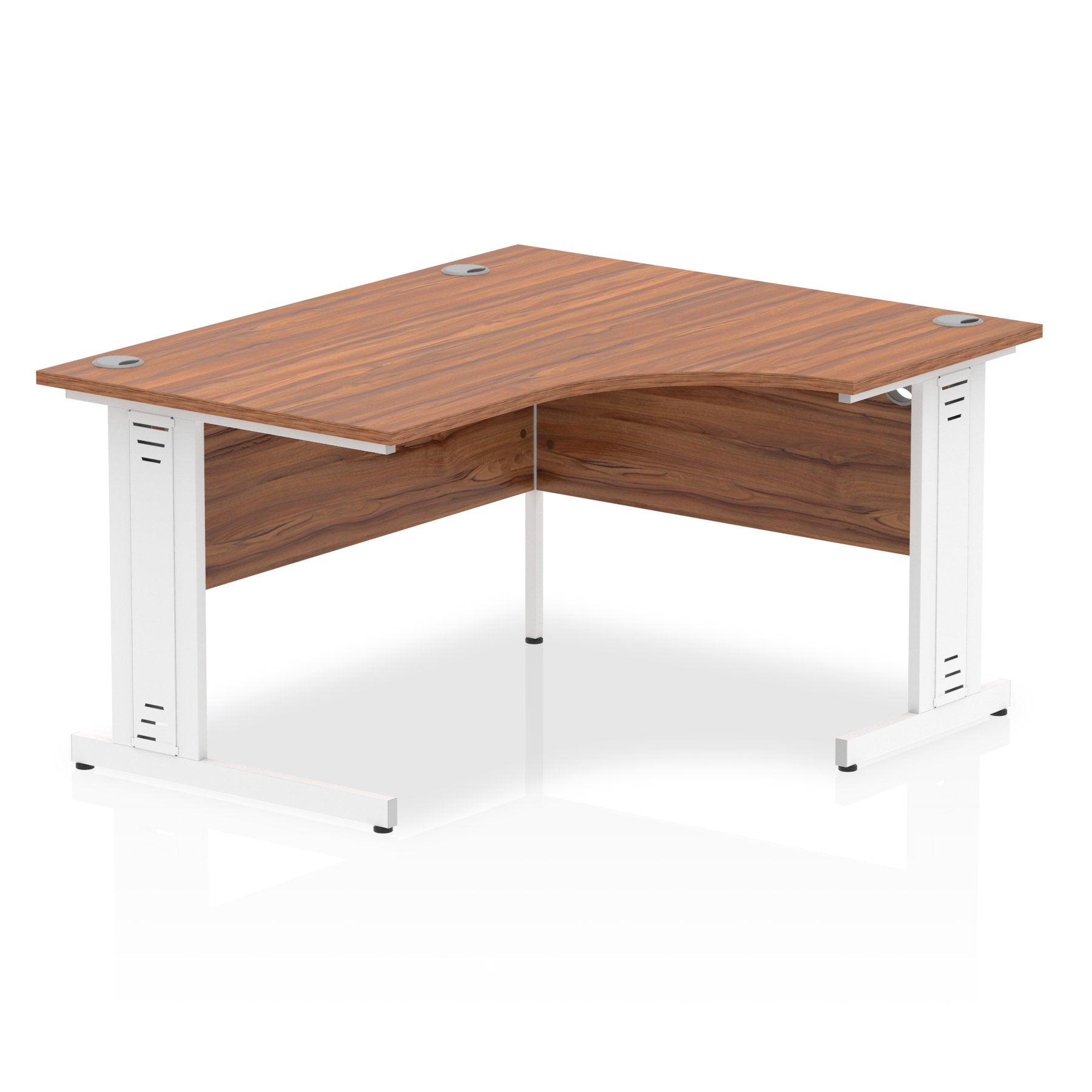 Dynamic Impulse 1400mm Right Crescent Desk Walnut Top White Cable Managed Leg I003865 DD