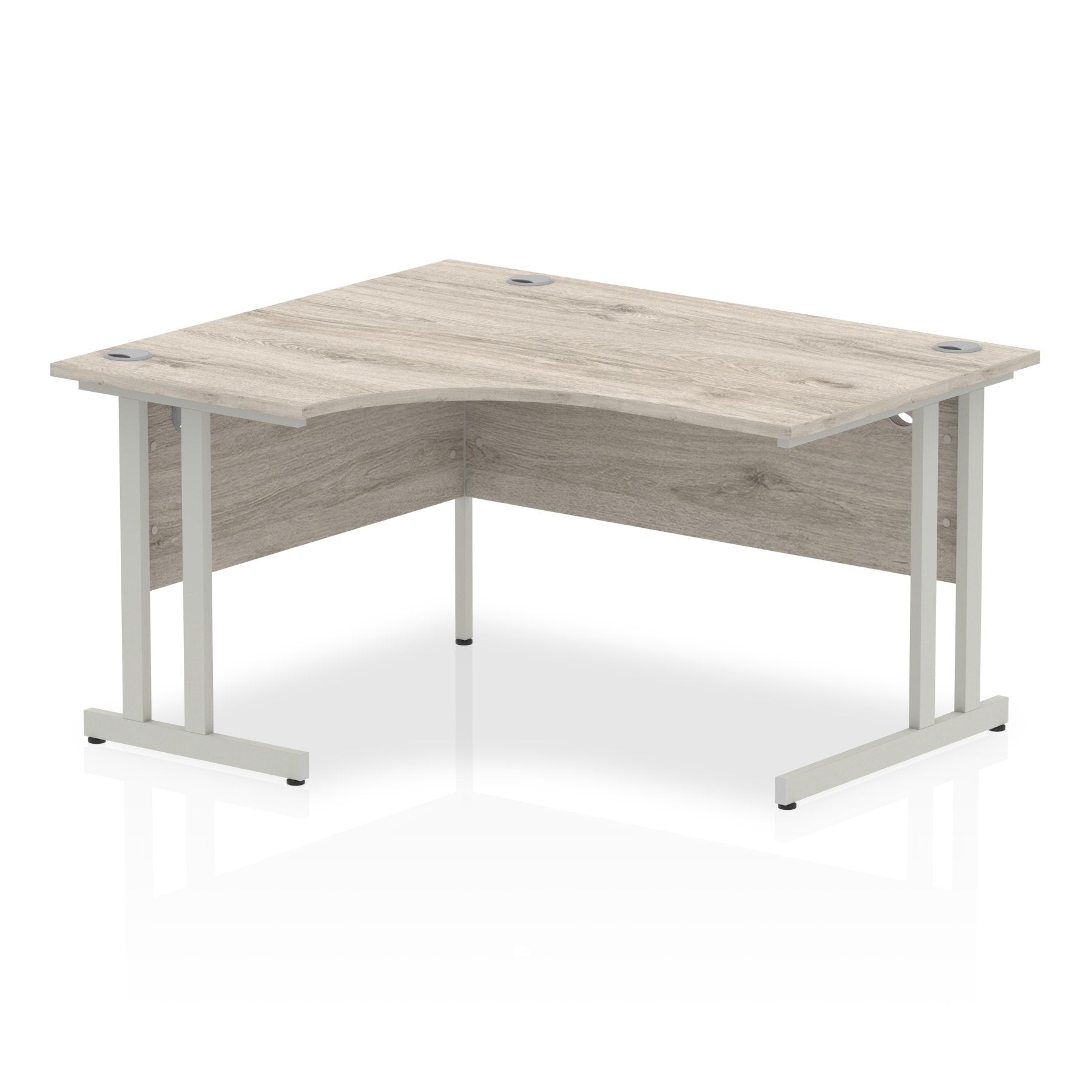 Impulse 1400mm Left Crescent Desk Grey Oak Top Silver Cantilever Leg I003819 DD