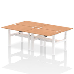 Dynamic Air Back-to-Back W1200 x D800mm Height Adjustable Sit Stand 4 Person Bench Desk With Cable Ports Oak Finish White Frame - HA01750 DD