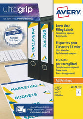 Avery Laser Filing Label Lever Arch File 200x60mm 4 Labels per Sheet White (Pack 40 Labels) L7171-10