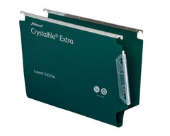 Rexel Crystalfile Extra 330 Foolscap Lateral Suspension File Polypropylene 30mm Green (Pack 25) 3000122