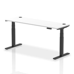 Dynamic Air 1800 x 600mm Height Adjustable Desk White Top Cable Ports Black Leg HA01236 DD