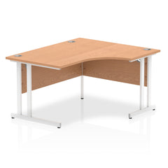 Impulse 1400mm Right Crescent Desk Oak Top White Cantilever Leg I003839 DD