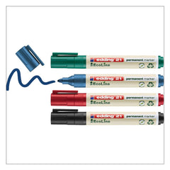 edding 21 EcoLine Permanent Marker Bullet Tip 1.5-3mm Line Assorted Colours (Pack 4) - 4-21-4