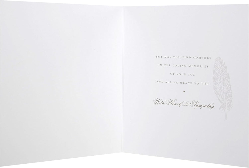 Sympathy Card "Loss of Son" with Foil Finish Feathers