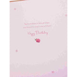 Girl in Pink Dress with Bird Granddaughter Birthday Card