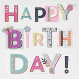 Pretty Birthday Card for Her Happy Birthday Lettering