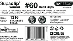 Rapesco Supaclip 60 Bulk Pack Stainless Steel Refill Clips (250pcs)