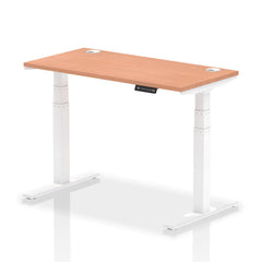 Dynamic Air 1200 x 600mm Height Adjustable Desk Beech Top Cable Ports White Leg HA01141 DD