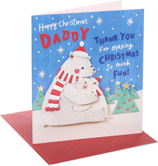 Christmas Greeting Card for Daddy with Cute Polar Bears Festive Design