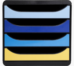 Exacompta Bee Blue Big Box 4 Drawer Unit 347 x 278 x 267mm Assorted Colours (Each) - 3104202D