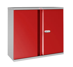 Phoenix SCL Series 2 Door 1 Shelf Steel Storage Cupboard Grey Body Red Doors with Electronic Lock SCL0891GRE DD