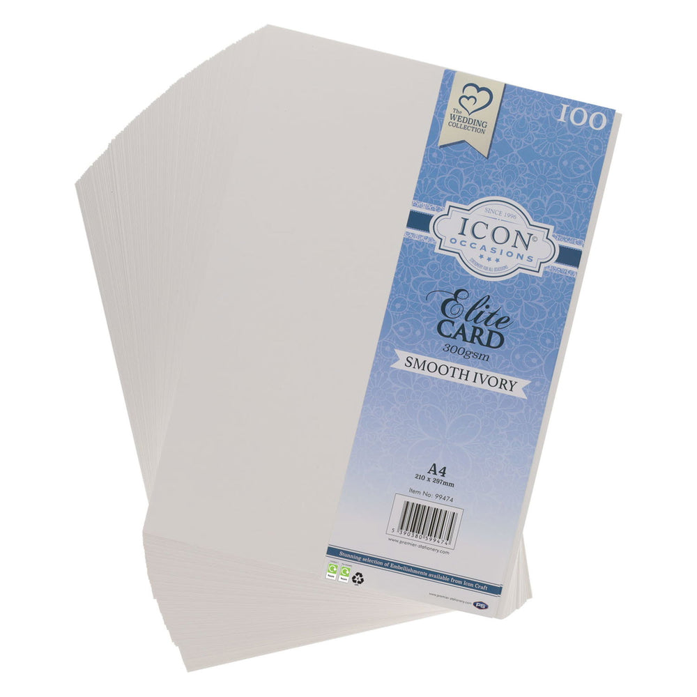 Pkt.100 A4 300gsm Smooth Card - Ivory