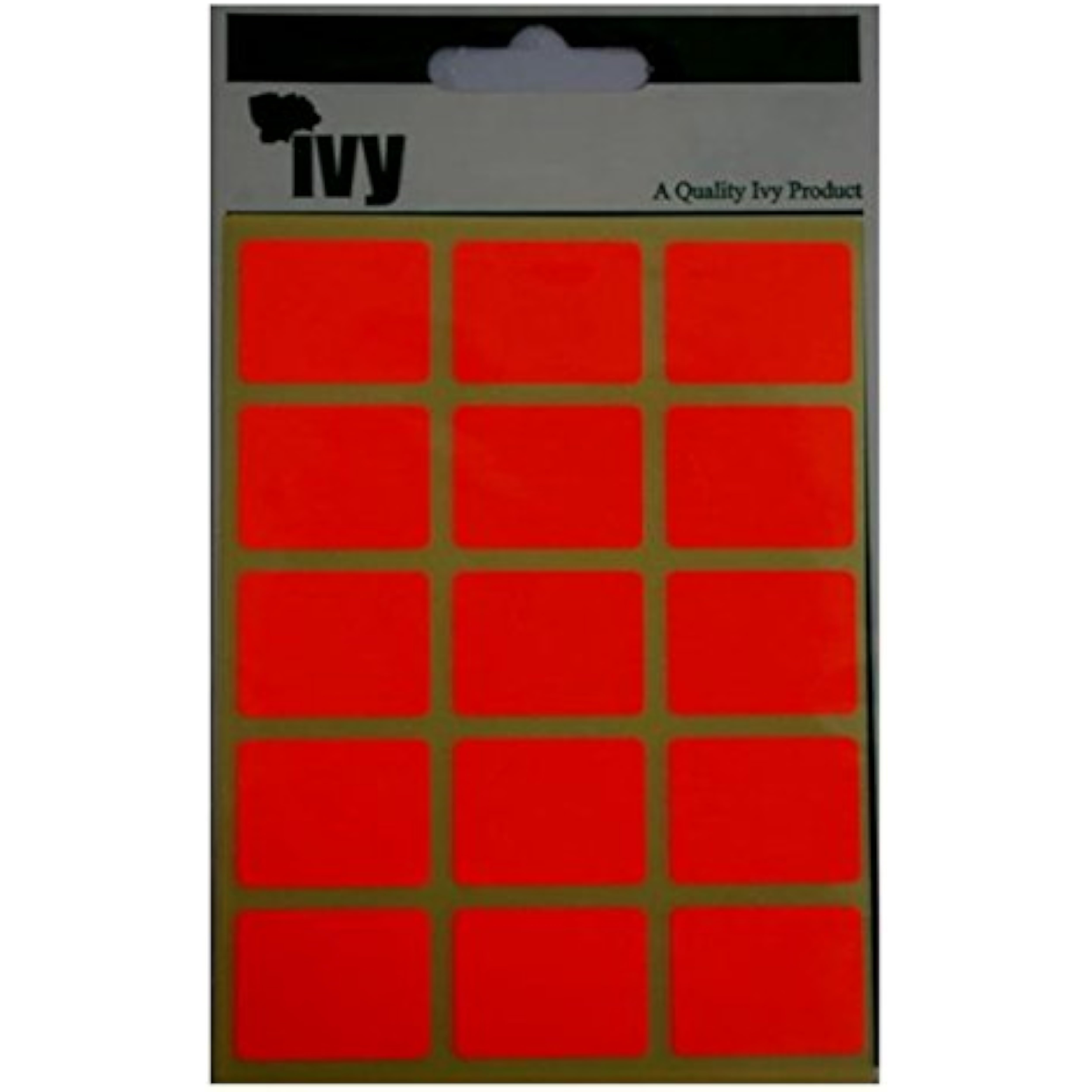 Ivy Stationery pack of 60 red fluorescent rectangular adhesive labels, 19x25mm, with bright, visible surface for organization.