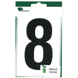 Waterproof Ivy Stationery wheelie bin number 8 adhesive sticker showing bold black number on clear background