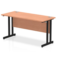 Impulse 1400 x 600mm Straight Desk Beech Top Black Cantilever Leg MI003202 DD