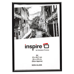 Photo Album Co A4 Certificate Frame Plastic Black - A4MARBLK-NG