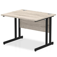 Impulse 1000 x 800mm Straight Desk Grey Oak Top Black Cantilever Leg I004310 DD