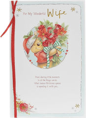 Disney Winnie the Pooh Wife Bouquet Christmas Card