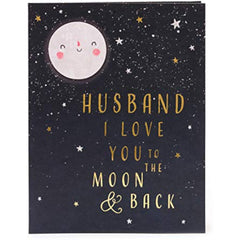 Watermark Husband Anniversary Card - Anniversary Card for Husband - Cute Card for Husband - Romantic Anniversary Card - I Love You to The Moon and Back - Gift Card for Him