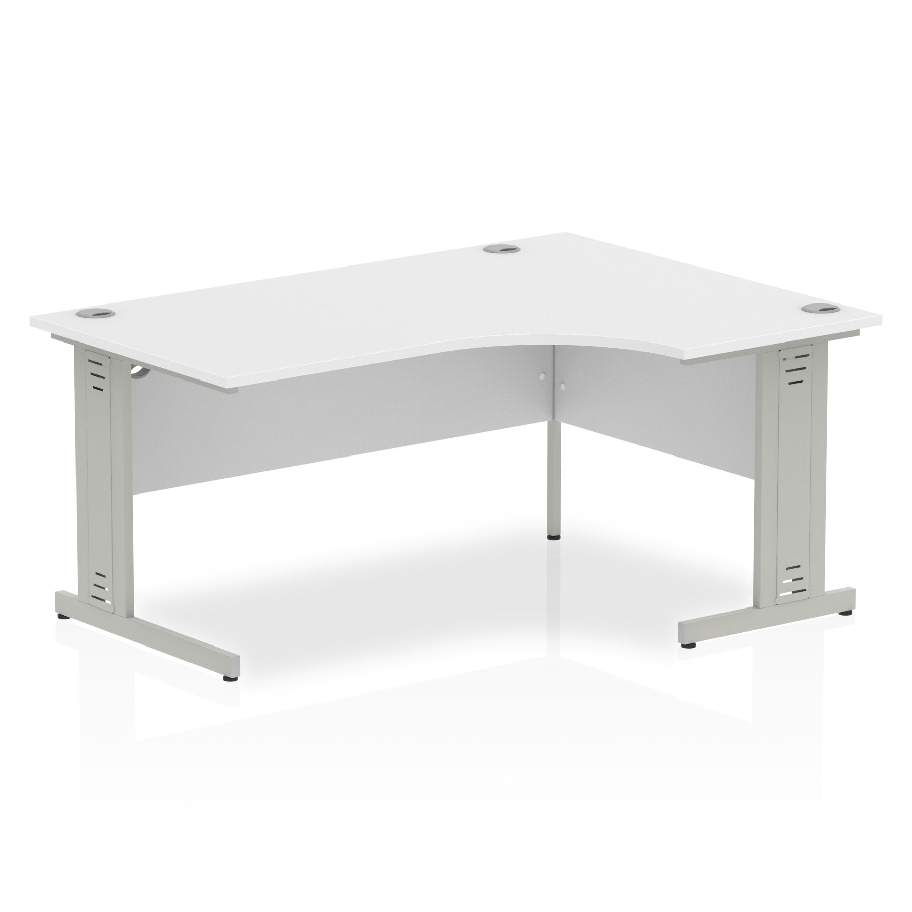 Dynamic Impulse 1600mm Right Crescent Desk White Top Silver Cable Managed Leg I000492 DD