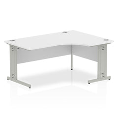 Dynamic Impulse 1600mm Right Crescent Desk White Top Silver Cable Managed Leg I000492 DD