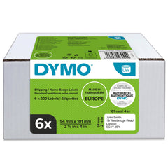 Dymo LabelWriter Shipping Label or Name Badge 54x101mm 220 Labels Per Roll White (Pack 6) - 2093092