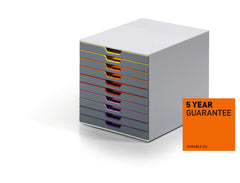 Durable VARICOLOR 10 Drawer Unit Desktop Drawer Set with 10 Colour Coded Drawers and Label Inserts - 761027