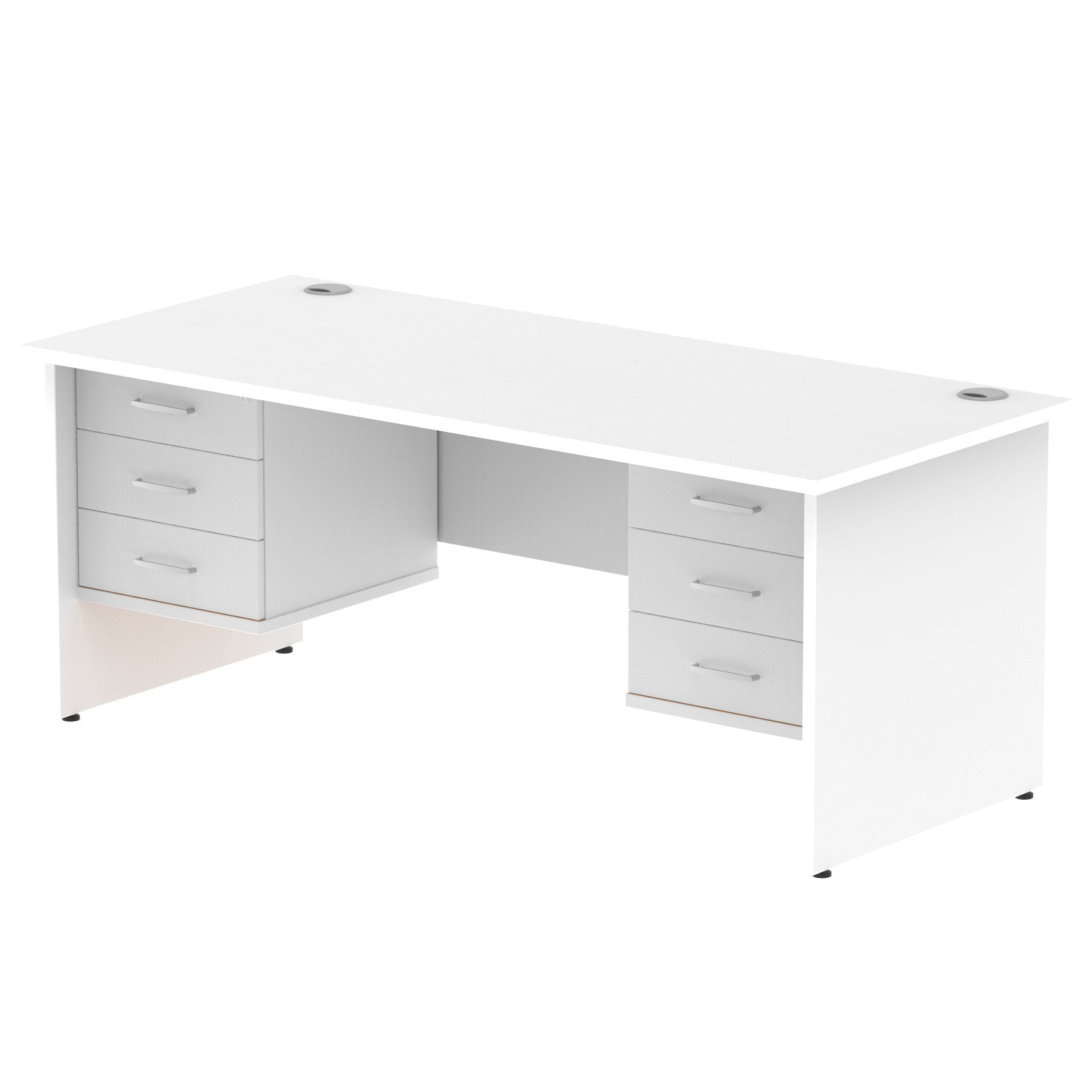 Dynamic Impulse W1800 x D800 x H730mm Straight Office Desk Panel End Leg With 2 x 3 Drawer Fixed Pedestal White Finish - MI002265 DD
