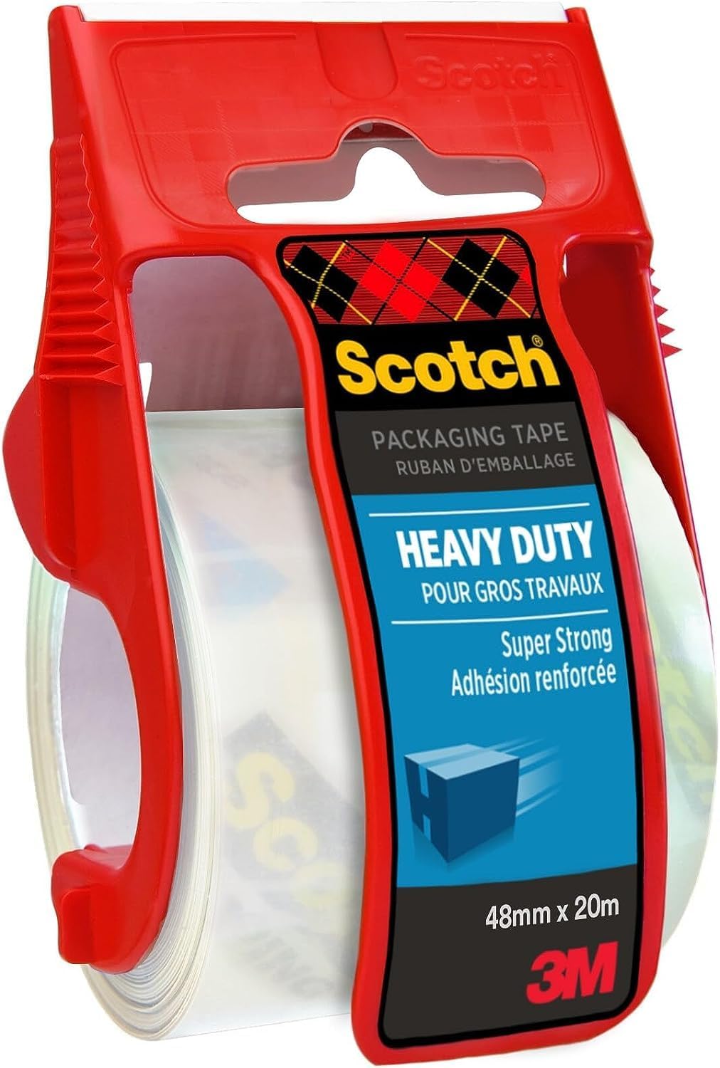 Scotch Packaging Tape Extra Resistant in Hand Dispenser Transparent, 1 Roll, 48 mm x 20 m