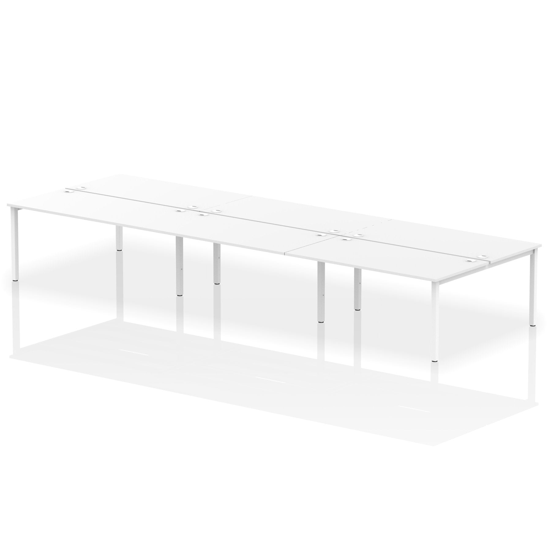 Impulse Back-to-Back 6 Person Bench Desk W1600 x D1600 x H730mm With Cable Ports White Finish White Frame - IB00207 DD