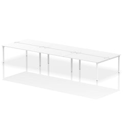 Impulse Back-to-Back 6 Person Bench Desk W1600 x D1600 x H730mm With Cable Ports White Finish White Frame - IB00207 DD