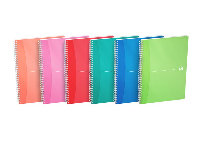 Oxford A5 Wirebound Polypropylene Cover Notebook Ruled 180 Pages Bright Transparent Assorted Colours (Pack 5) - 100104780