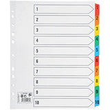 5 Star Maxi Index Extra-wide 230 Micron Card with Coloured Mylar Tabs 1-10 A4 White – Bulk Wholesale UK