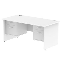 Dynamic Impulse W1600 x D800 x H730mm Straight Office Desk Panel End Leg With 2 x 2 Drawer Double Fixed Pedestal White Finish - MI002260 DD