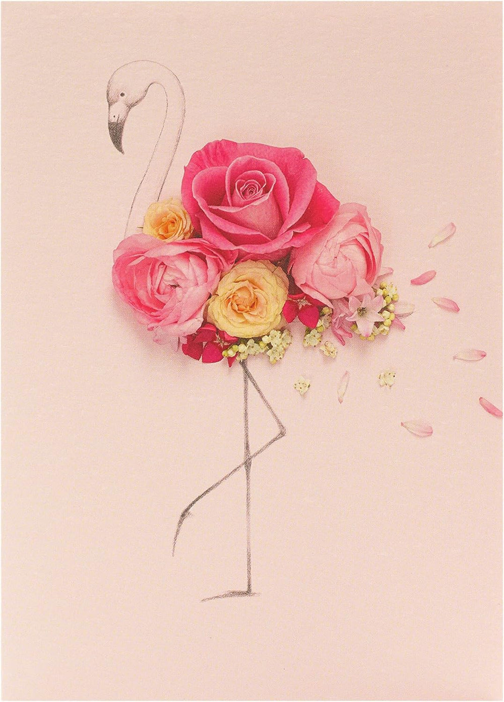 Pink Floral Flamingo Birthday Card