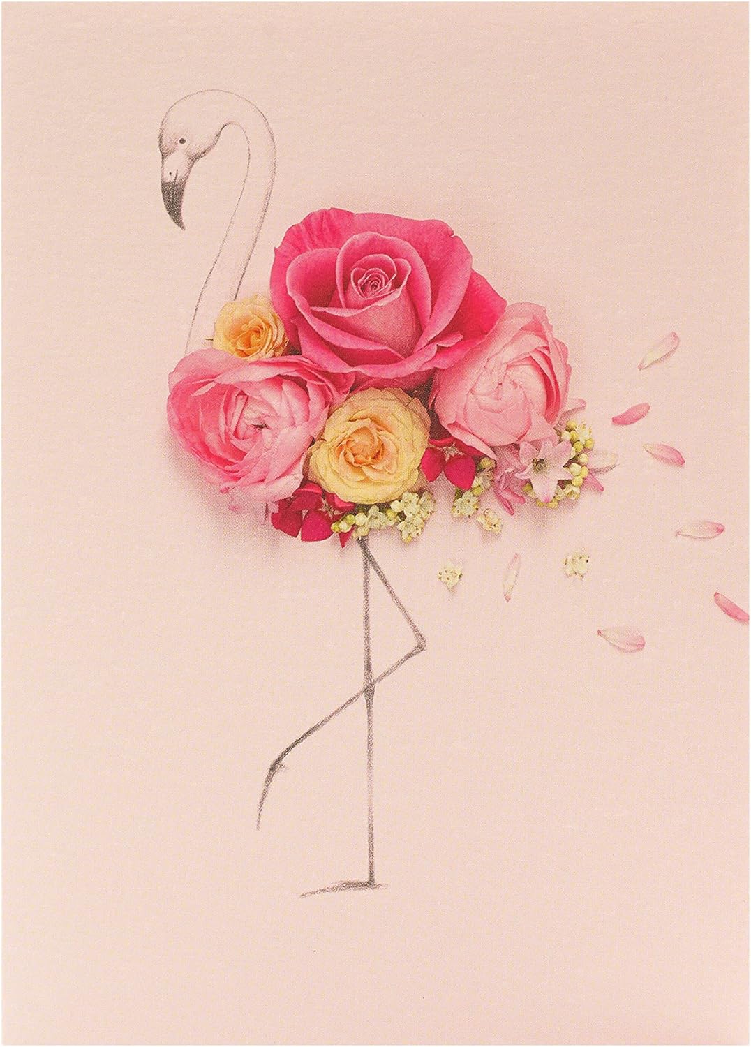 Pink Floral Flamingo Birthday Card
